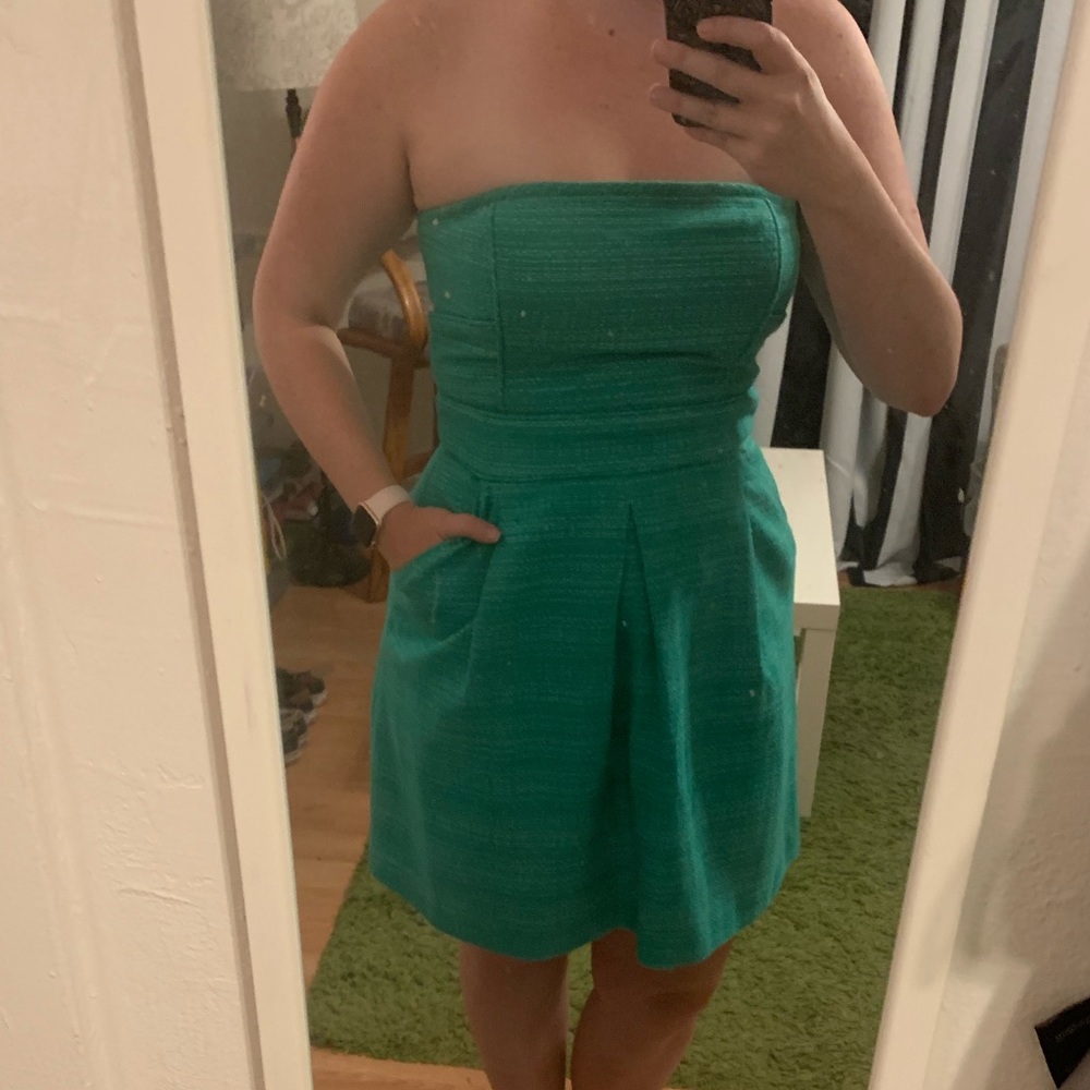 Green Strapless Banana Republic Dress w/ POCKETS